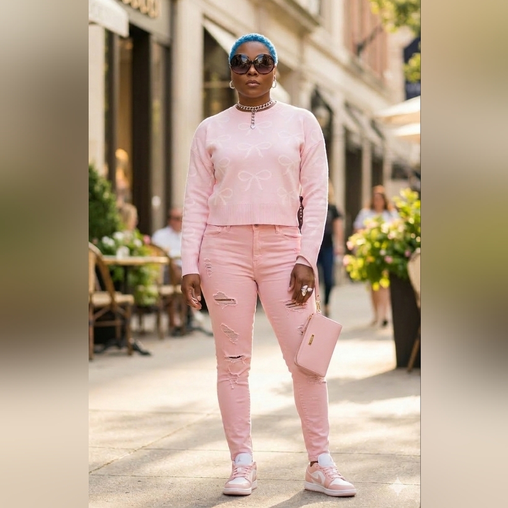 Madden Girl Pink 🩷 & White 🎀 Sweater